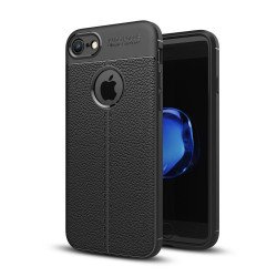 iPhone 8 Plus / iPhone 7 Plus TPU Leather Armor Hybrid Case (Black)